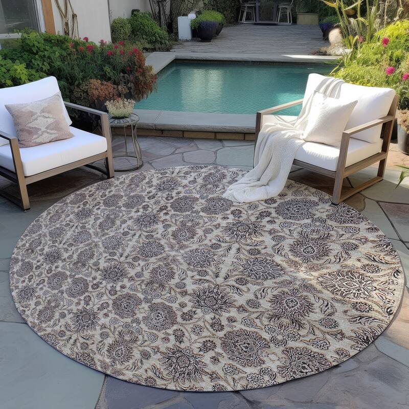 Machine Washable Indoor/ Outdoor Chantille Traditional Floral Rug