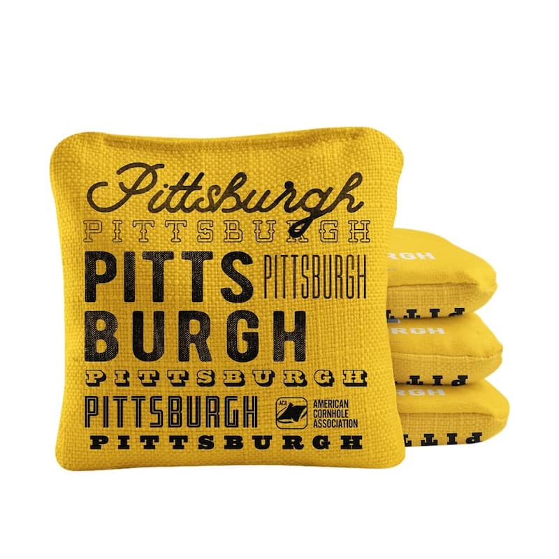 Pittsburgh Football Yellow Dual Sided Cornhole Bags