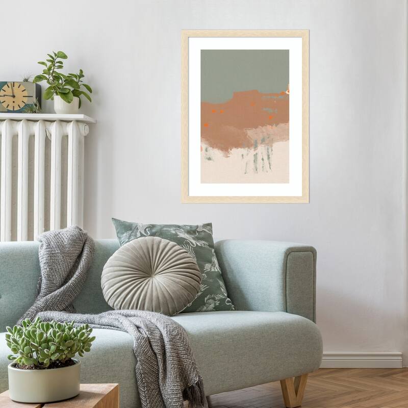 Earthy Tones With Soft Brushstrokes by Simona Gocan Wood Framed Wall Art Print