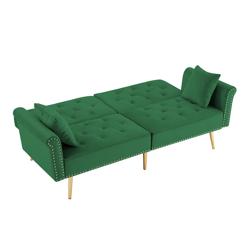 Modern Velvet Tufted Sofa Couch with 2 Pillows Loveseat Sofa Bed