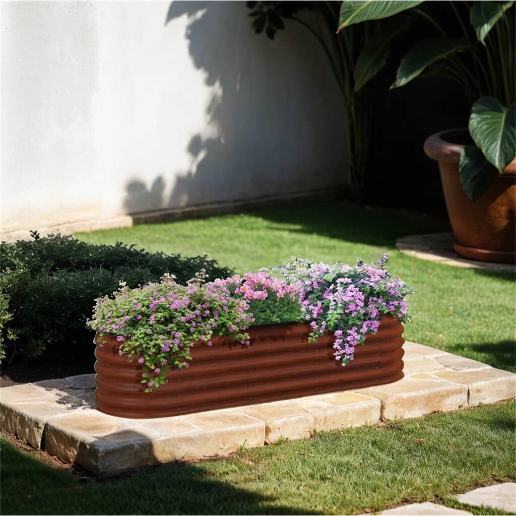 Outsunny Galvanized Raised Garden Bed Kit,Metal Elevated Planter Box