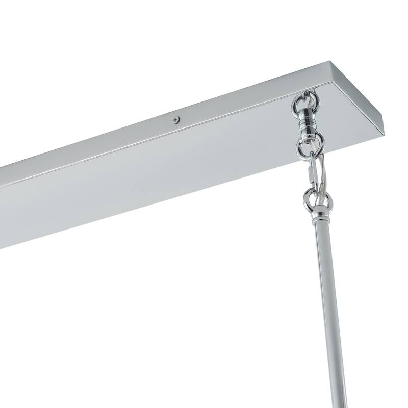 Farmhouse 12-Light Rectangle Metal Frame Kitchen Island Chandelier with Crystal Branch Inside
