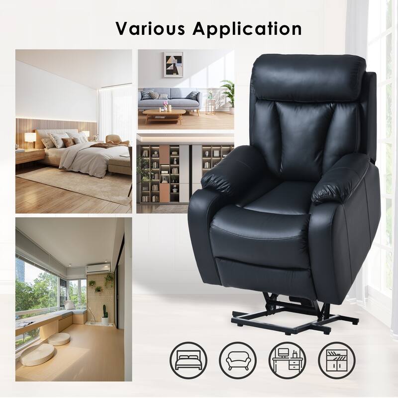 Blue Power Lift Recliner for Seniors with Remote, Anti-Skid Upholstery, Overstuffed Cushion, and Side Storage Pocket