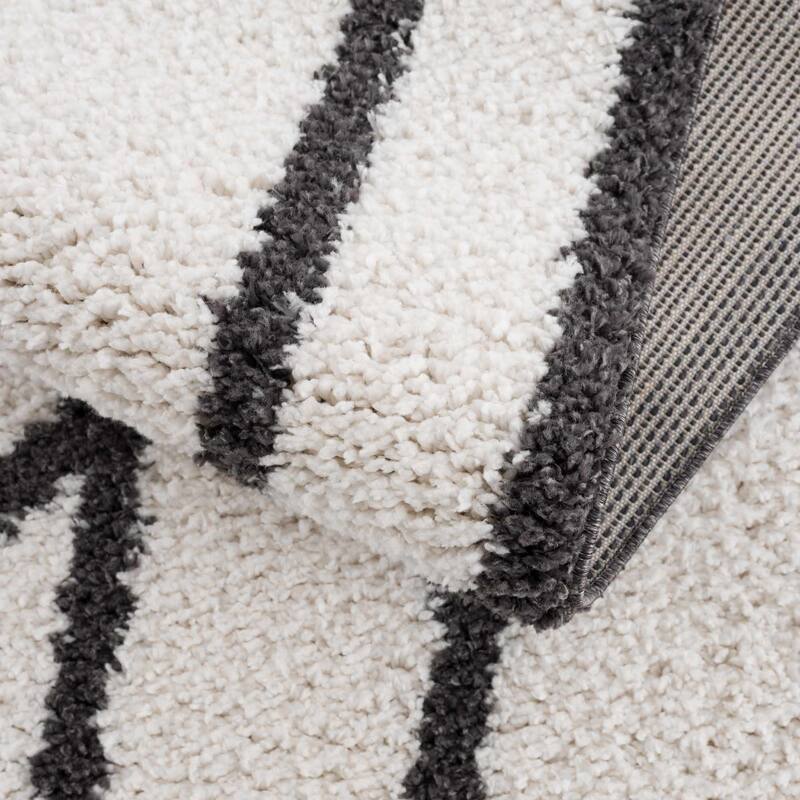 Hauteloom Brad Shaggy High Plush Pile Abstract Striped Area Rug