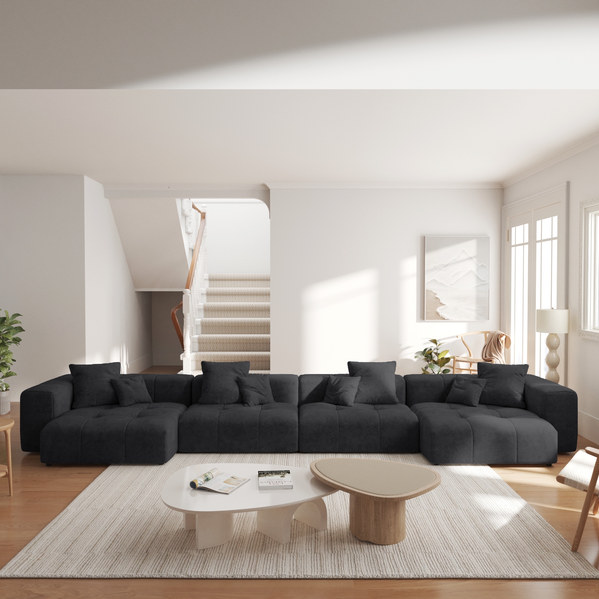 Large U-shaped Modular Sectional Sofa 39.37" Deep Seats for Living Room & Apartment