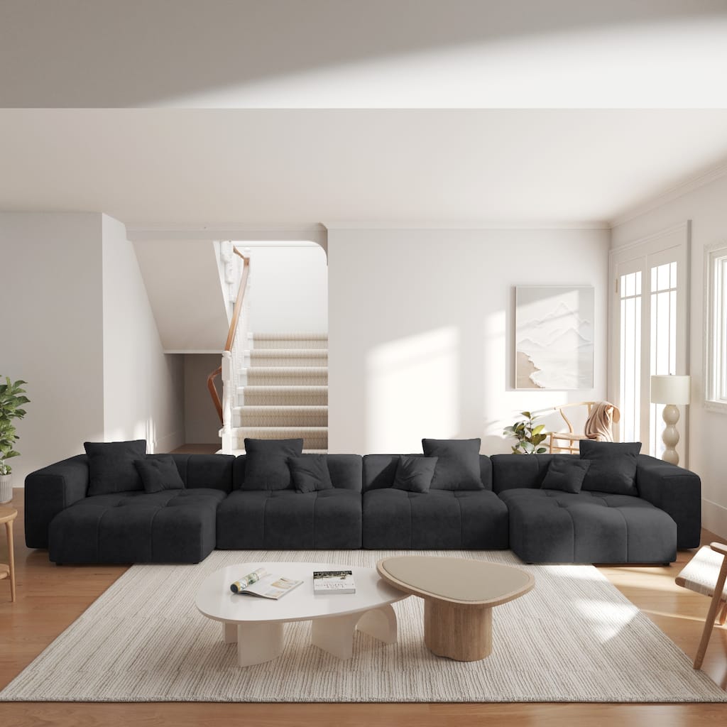 Large U-shaped Modular Sectional Sofa 39.37" Deep Seats for Living Room & Apartment