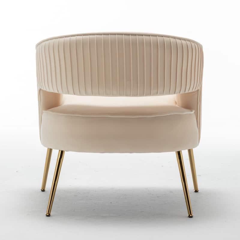 SEYNAR Modern Velvet Accent Arm Vanity Chair with Wingback and Gold Legs for Living Room