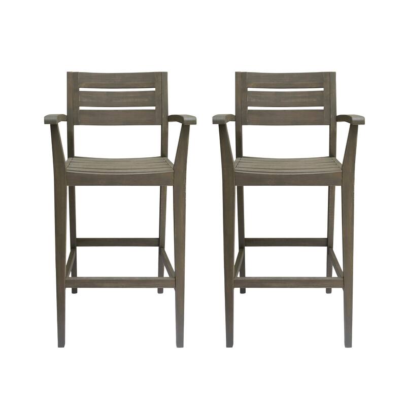 Stamford Outdoor Rustic Acacia Wood Barstool (Set of 2) by Christopher Knight Home