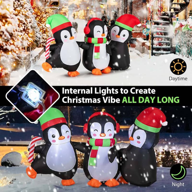 Christmas Inflatables LED Lighted Xmas Inflatable Penguin - Multicolor