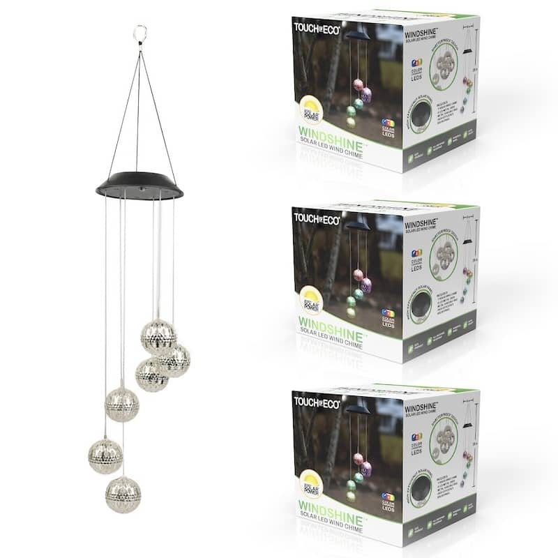 Solar LED Color Changing Metal Orb Wind Chime Mobile (1, 2 or 3 Pack) - 3 Pack