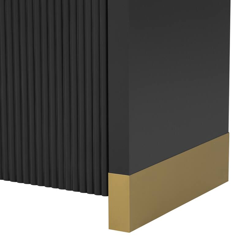 59.8" Sideboard Buffet Cabinet with arched ceiling and 4-door Pine veneer Storage Cabinet with Adjustable Shelves