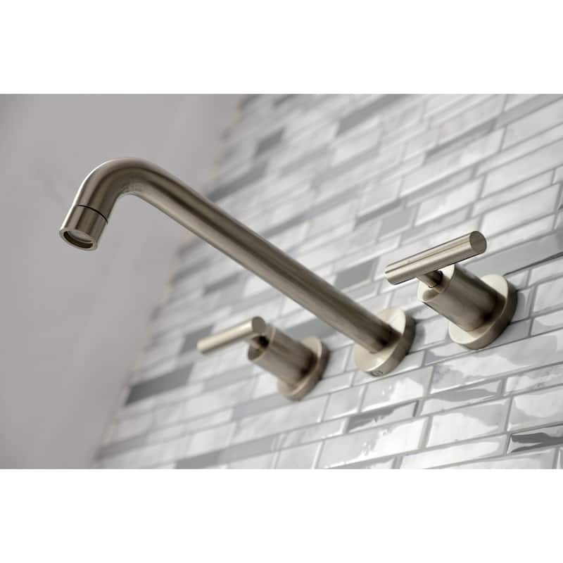 Manhattan 3-Hole Wall Mount Roman Tub Faucet in Brushed Brass