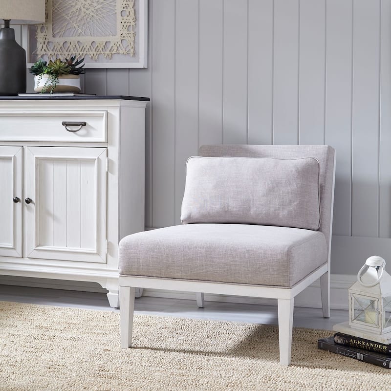Allyson Park Wirebrushed Grey and White Upholstered Accent Chair - Grey and White