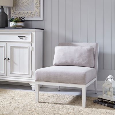 Allyson Park Wirebrushed Grey and White Upholstered Accent Chair