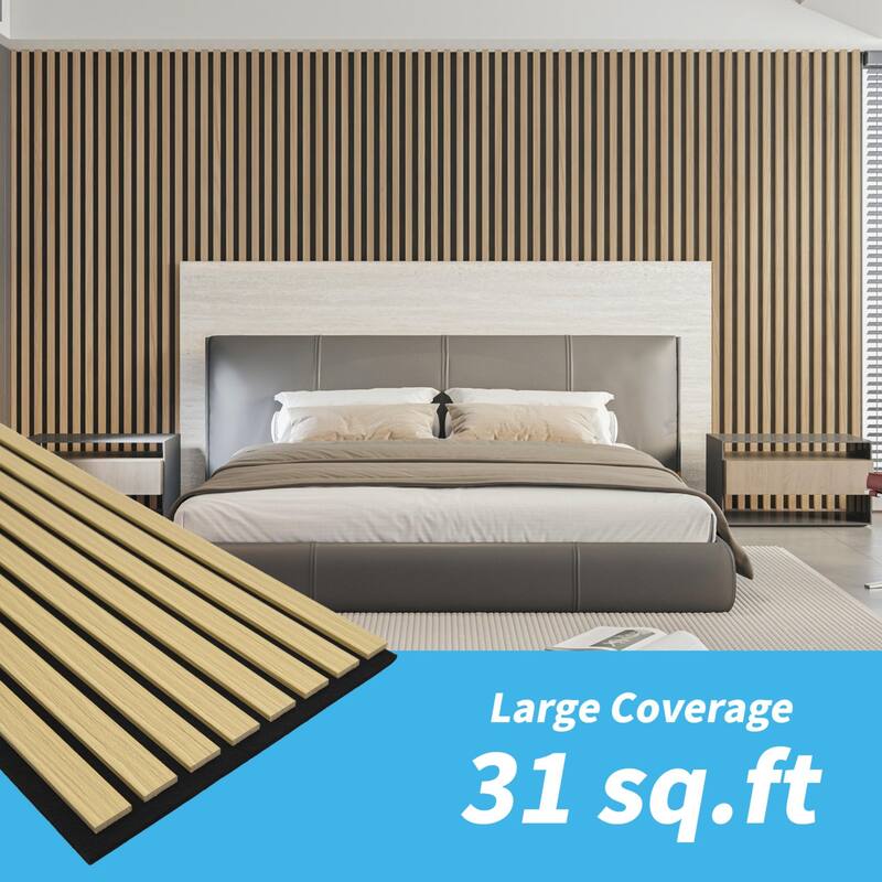 4 Panels 93"x12" MDF Slat 3D Wall Paneling Cover 31 Sq.Ft. - N/A