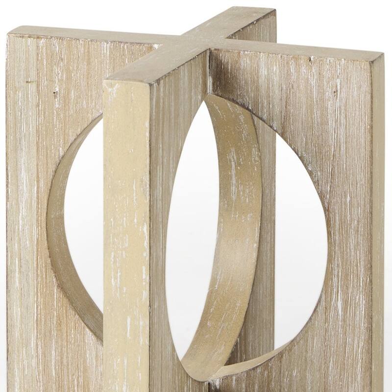 HomeRoots 6" Brown Solid Wood Square Tabletop Sculpture - 5.71 in. x 5.71 in. x 5.71 in.