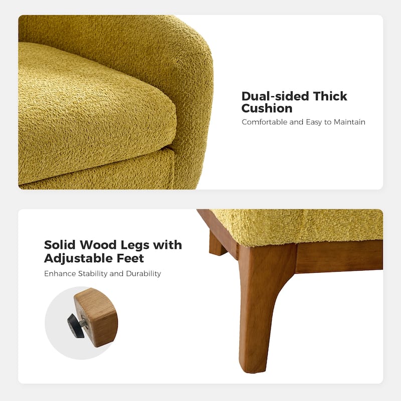 Augus Modern Boucle Barrel Armchair with Solid Wood Legs Set of 2 by HULALA HOME