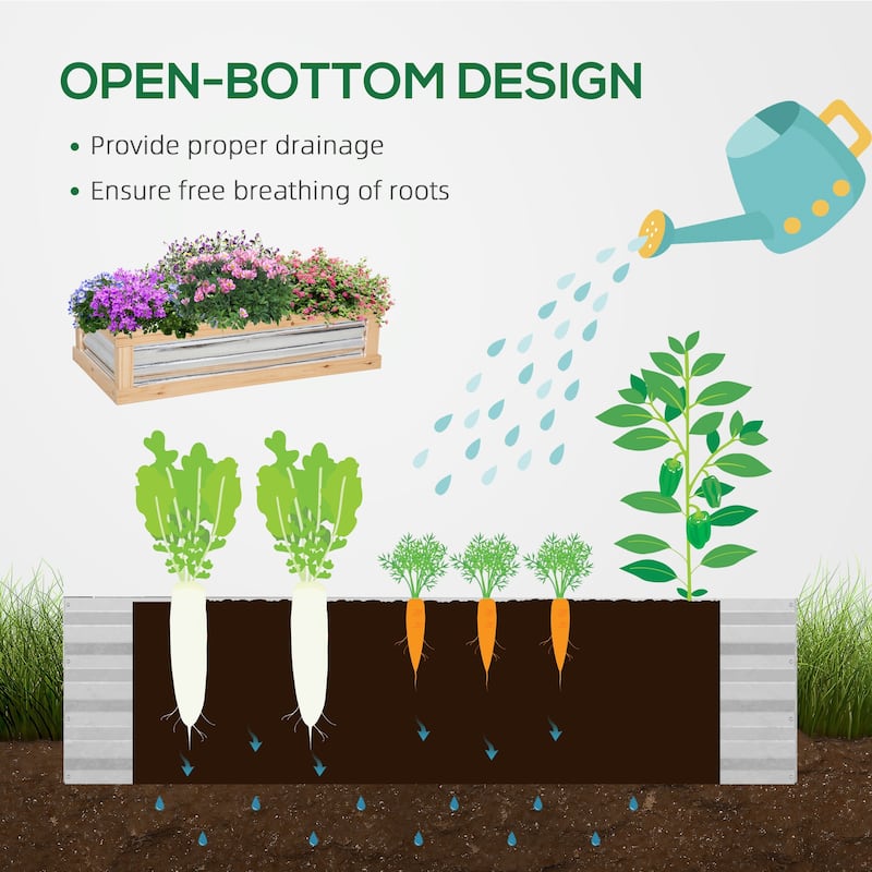 Raised Garden Bed with Polycarbonate Greenhouse, Wooden Garden Cold Frame Greenhouse, Flower Planter Protection, Natural