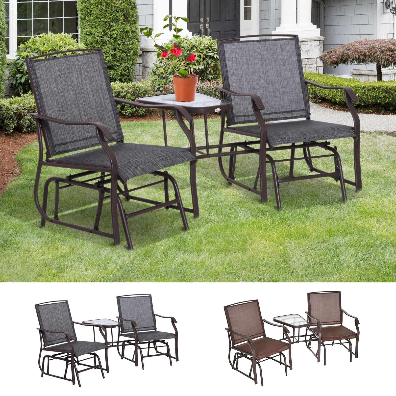patio double glider with table