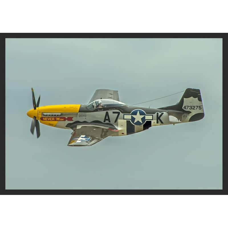 P-51 Mustang WW 2 Military Airplane in Flight Photography by Wayne Collamore Framed Poster - 24 x 36 Inch