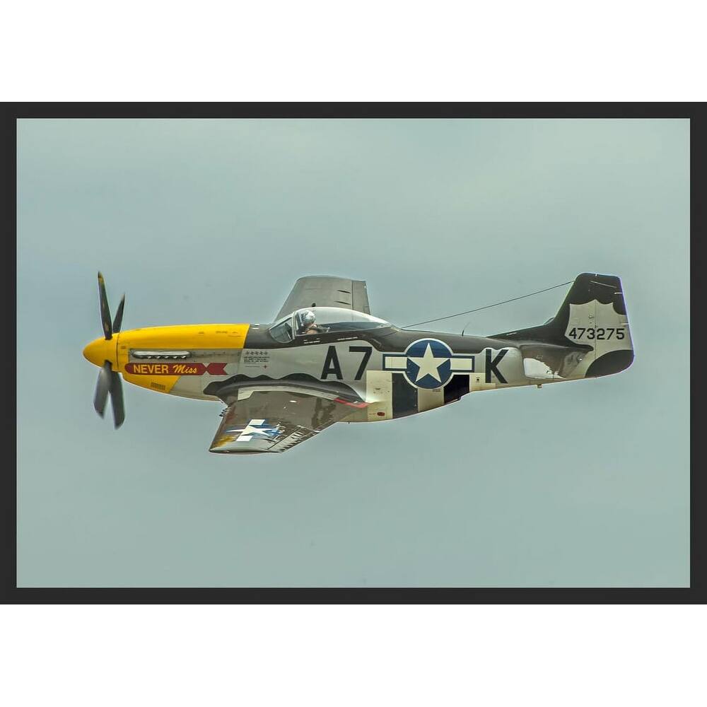 P-51 Mustang WW 2 Military Airplane in Flight Photography by Wayne Collamore Framed Poster