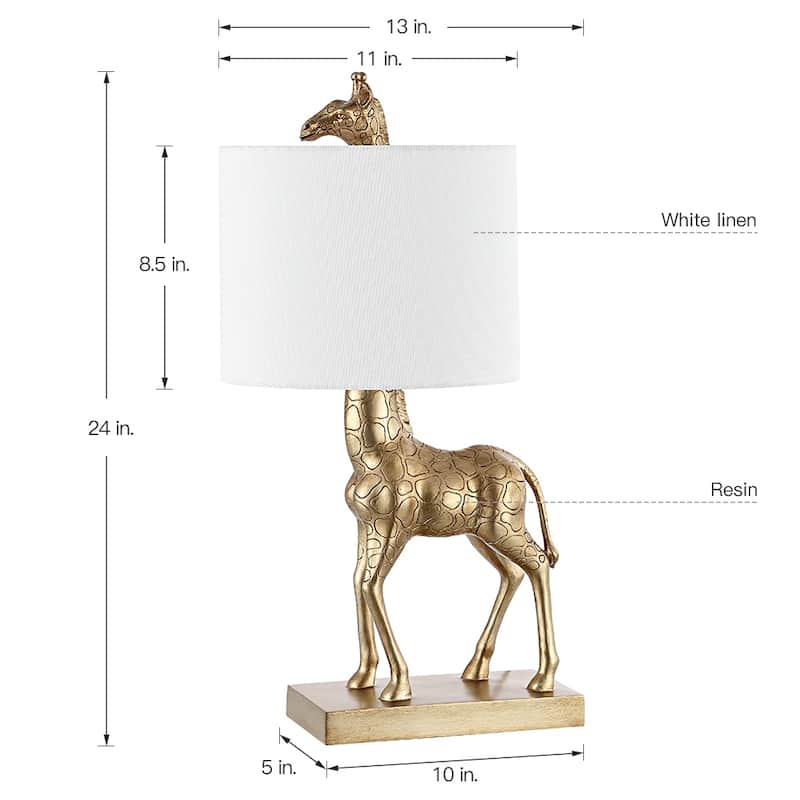 Aaliyah 24in Antique Gold Giraffe Table Lamp with White Linen Shade - 24"H