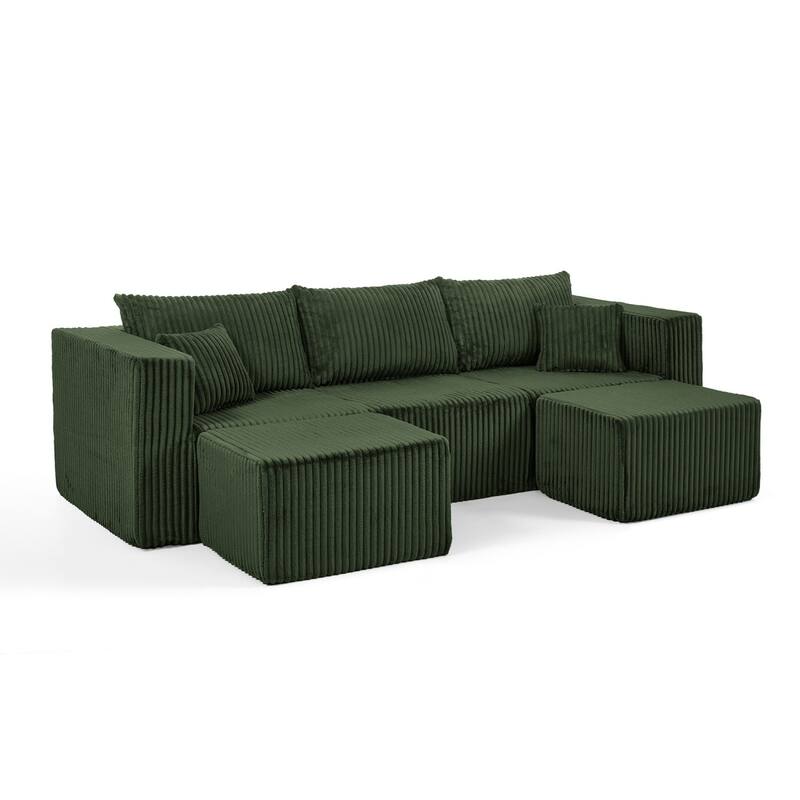 94.1" U-Shaped Sectional Sofa with Two Movable Ottomans
