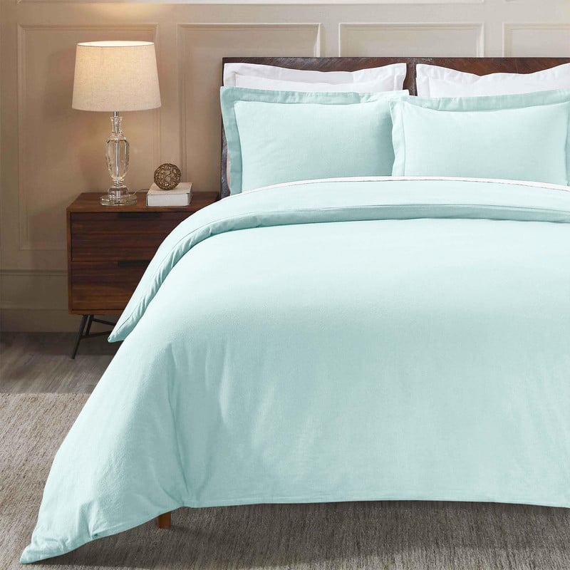 Superior Classic Solid Flannel Cotton Duvet Cover Set