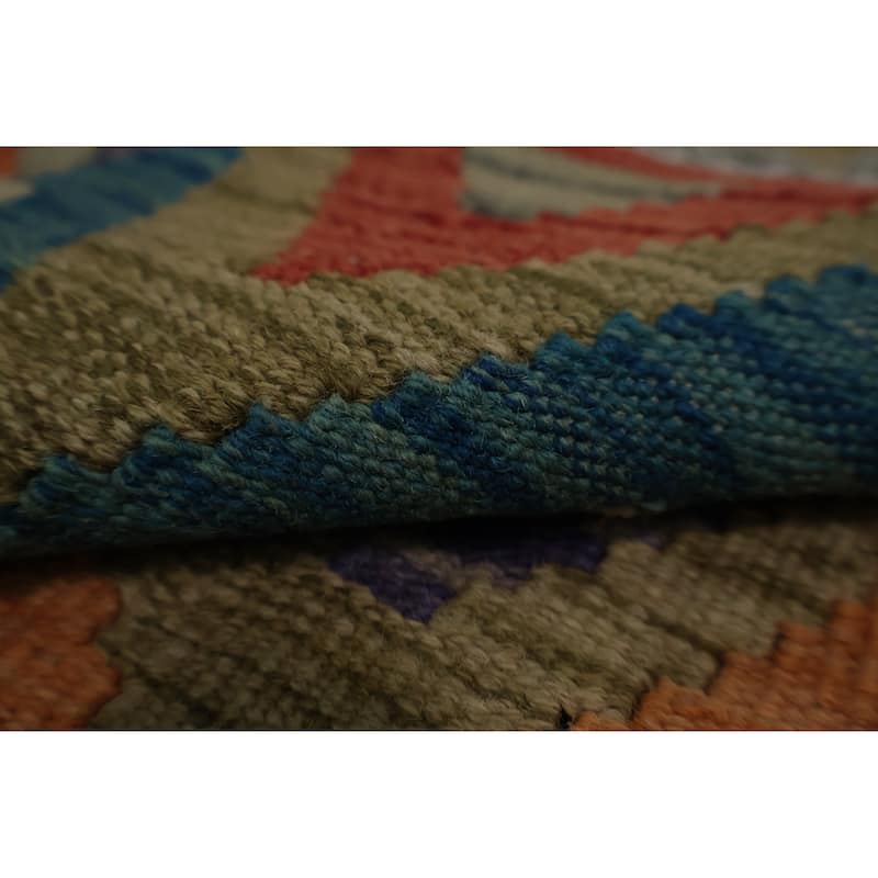Hand Woven Oriental 100% Wool Carpet Southwestern Geometric Multi-Colored Kilim Area Rug - 5' 0'' X 3' 5''