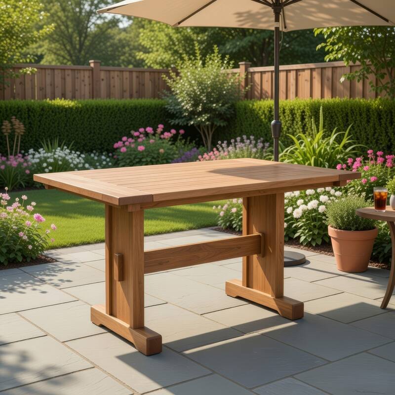 Marv Dining Table, 50 Inch Rectangular, Farmhouse Light Brown Wood