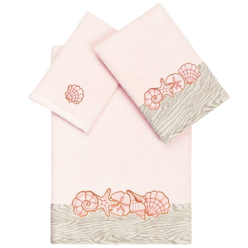 Authentic Hotel and Spa Turkish Cotton Shell Row 3PC Towel Set - Blush