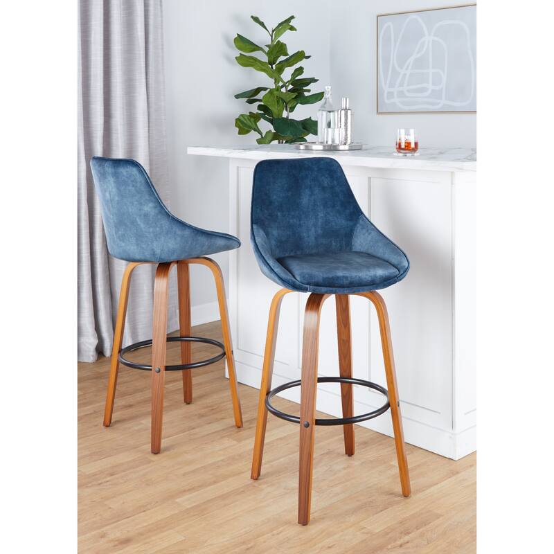 Carson Carrington Alba 30" Fixed-Height Bar Stool with Bent Wood Legs & Round Footrest (Set of 2)