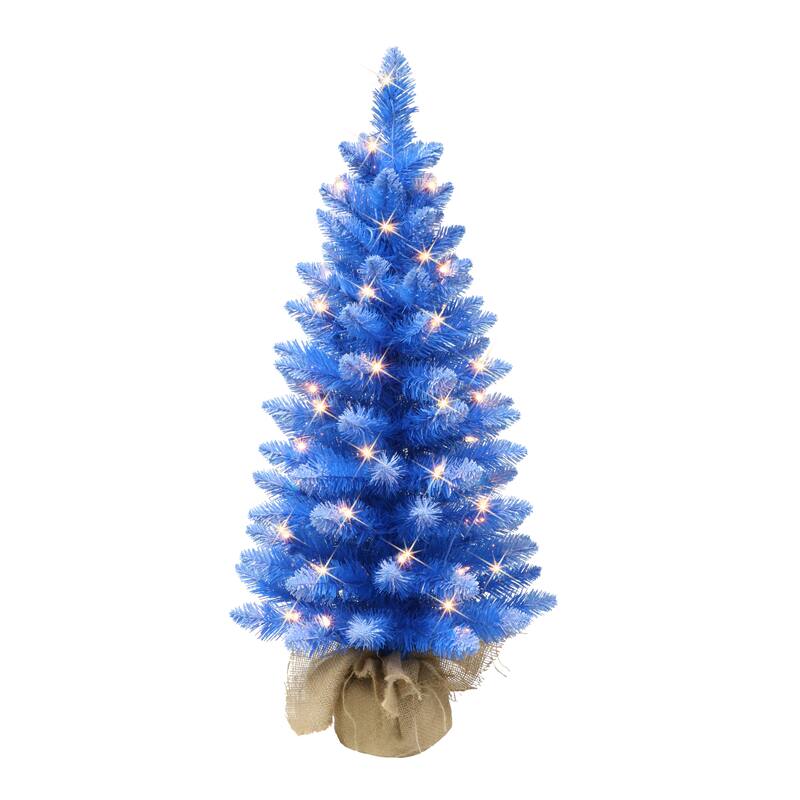 Puleo International 3 ft. Pre-lit Fashion Blue Artificial Christmas Tree