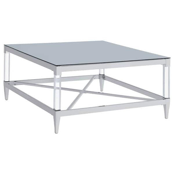 slide 2 of 8, Lindley Square Tempered Mirror Acrylic Coffee Table Chrome Glass - Chrome