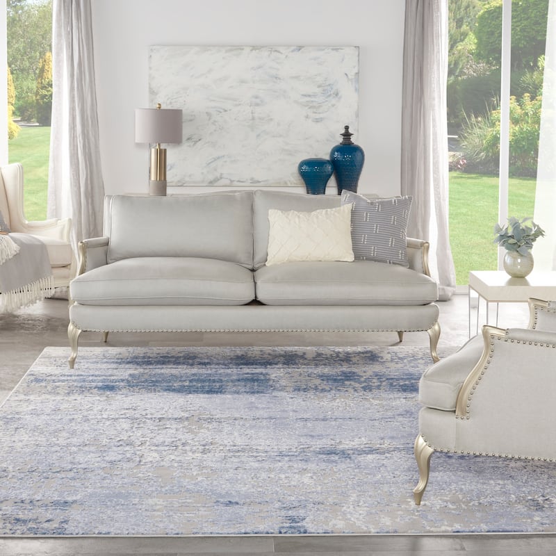 Grand Expressions Modern Abstract Navy Grey Area Rug