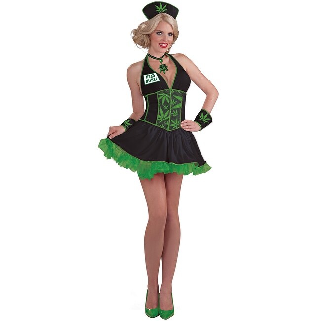 Shop Black Friday Deals On Leafy Head Nurse Costume Weed Halloween Costume As Shown Overstock 17826639