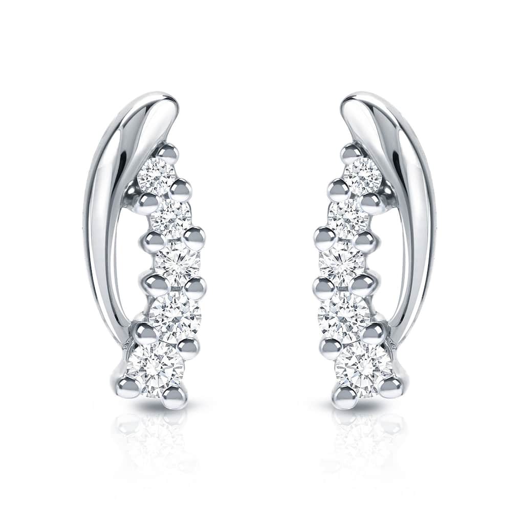 Auriya 14k White Gold 1/4ctw 5-Stone Diamond Earrings (H-I, SI1-SI2)