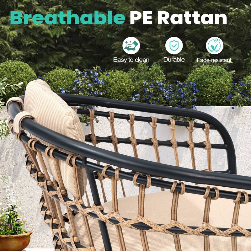 9PC Outdoor Patio Aluminum X-Frame Dining Set Table with Rattan Chairs Umbrella Hole