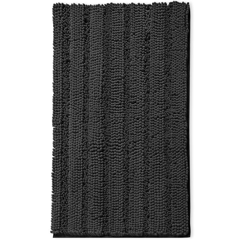 Clara Clark Chenille Extra Soft and Absorbent Bath Mat - Non Slip Fast Drying Bath Rug Set - Large 44x26 - Black
