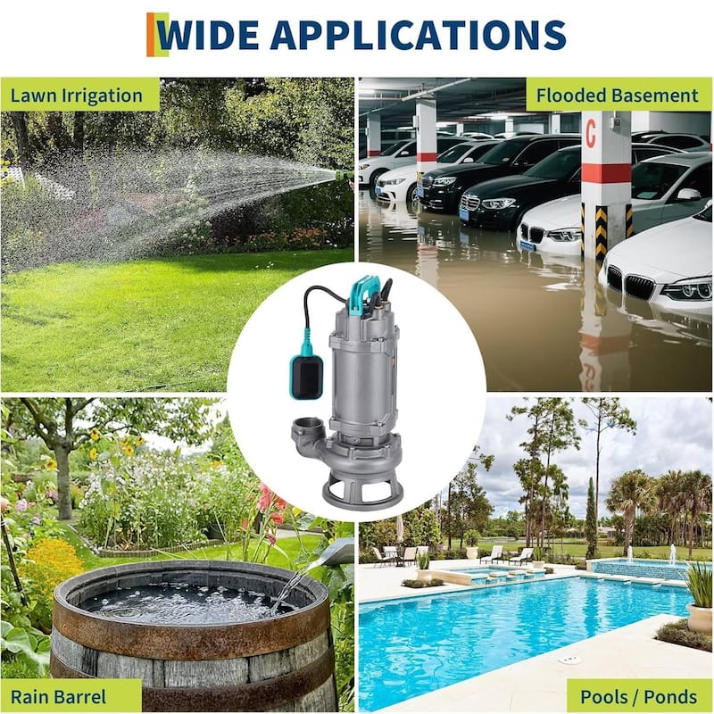 110V 1HP 4884GPH Cast Iron Sewage Effluent Pump for Basement Septic Residential-Sewage - N/A