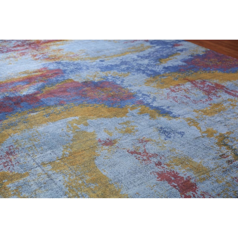 All-Over Colorful Abstract Indian Area Rug Handmade Wool Carpet - 9'11"x 13'1"