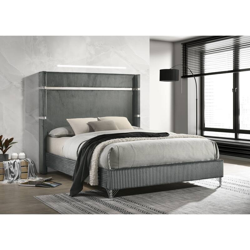 Lucia 61-inch Upholstered Eastern King Wingback Bed