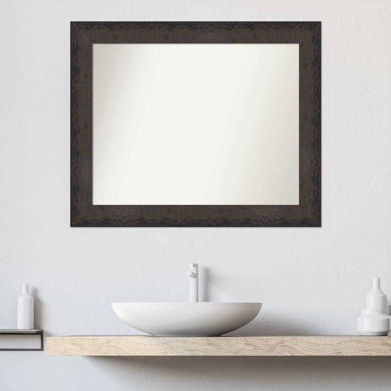 Dappled Non-Beveled Wood Framed Bathroom Vanity Wall Mirror