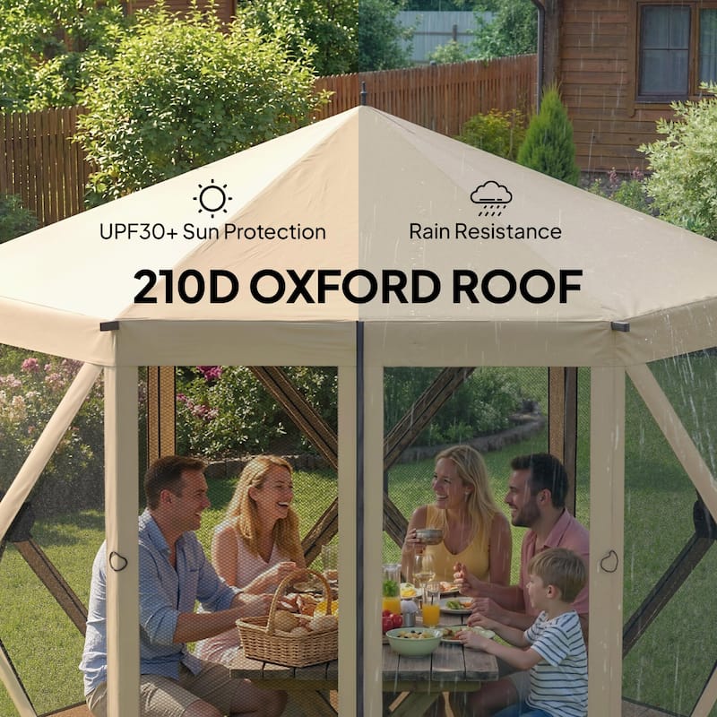 Outsunny 10 x 11 ft Pop Up Gazebo Screen Tent, Outdoor Portable Instant Camping Canopy Screen House Sun Shelter