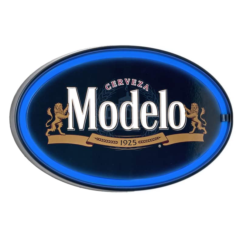 Officially Licensed Modelo Oval Neon LED Rope Wall Sign (16"x10") - Blue - 10" x 16" - 10" x 16" - Blue