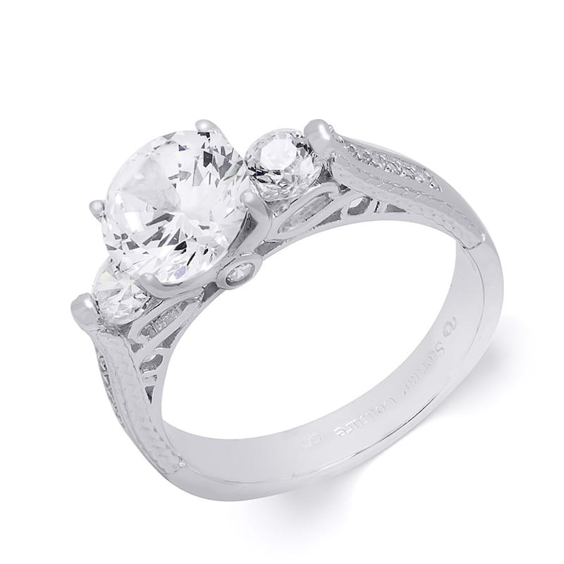 MayaMila 3-Stone Round Cut 3.30 Carat Cubic Zirconia Ring Sterling Silver