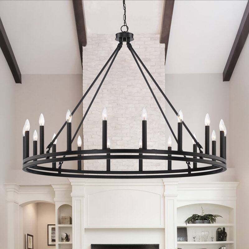 Acroma Beck 18-light Living Room Steel Classic Candle Style Wagon Wheel Chandelier