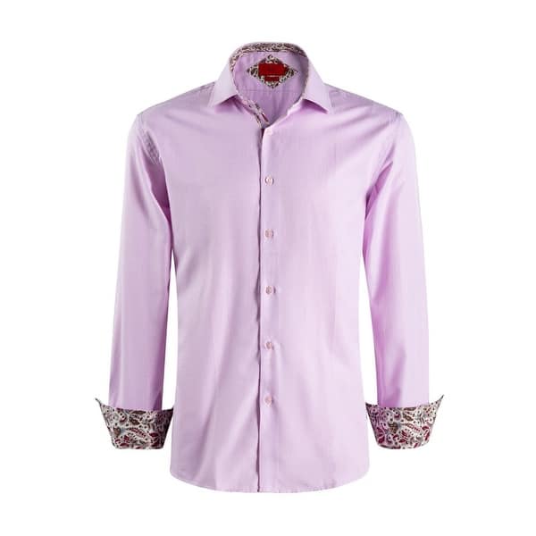 green emerald velvet dress Boys Slim-Fit Long Sleeve Contrast Collar Dress Shirt in Lilac Classic Window 18 main image 1