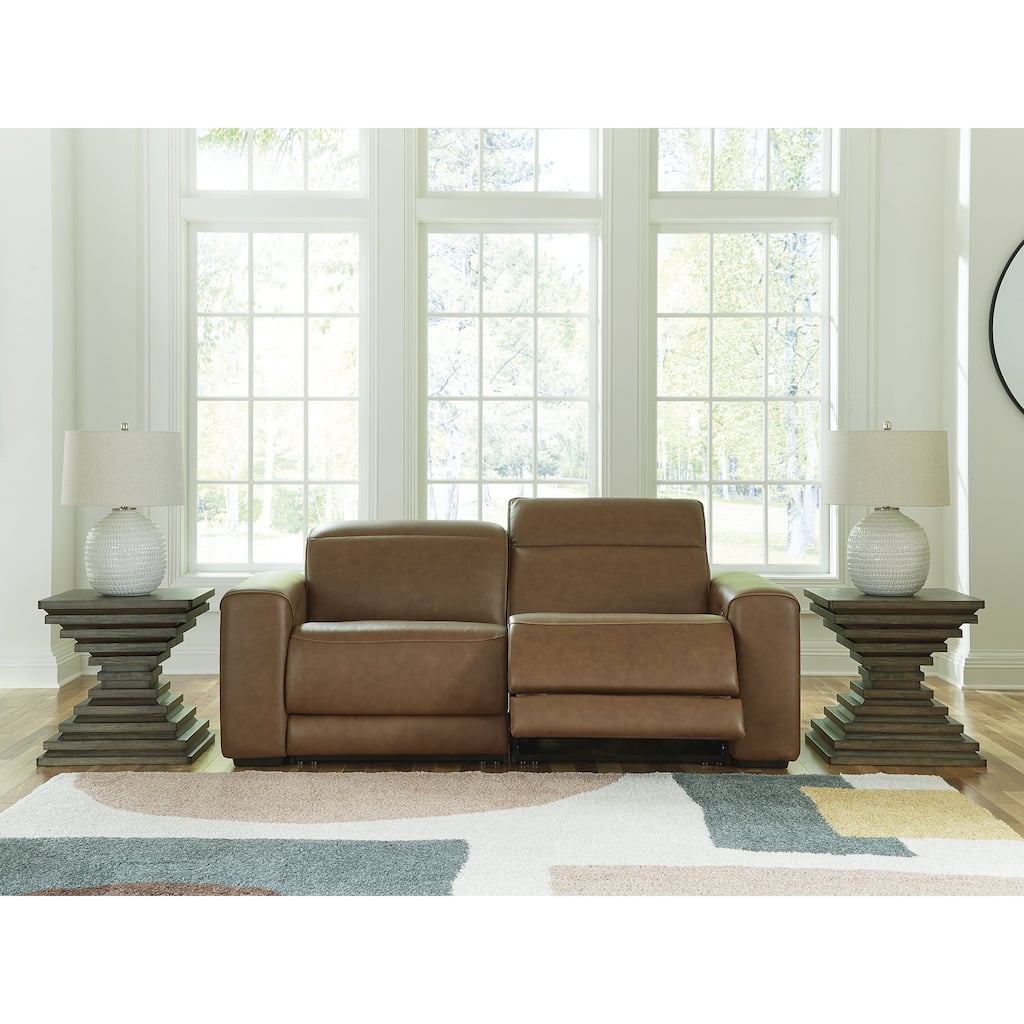 Signature Design by Ashley Rally-Up Brown 2-Piece Power Reclining Sectional Loveseat - 84" W x 40" D x 34" H