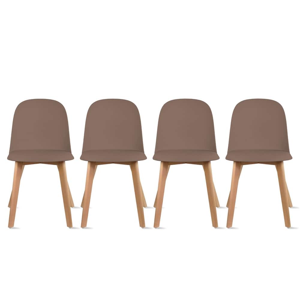 Set of 4 Plastic Dining Side Chair Wood For Event Kitchen Office Event Garden Patio Cafe